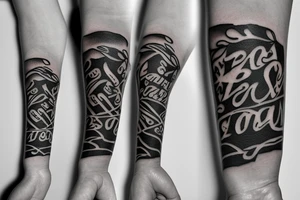 a black armband with a writing on it tattoo idea