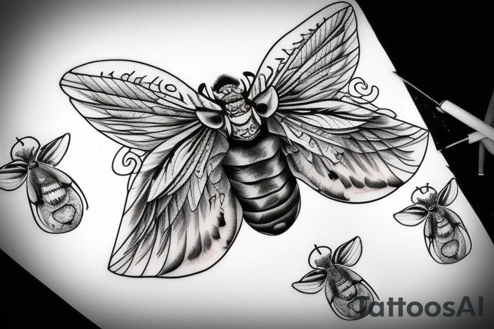 death moth in old broken mirror tattoo idea