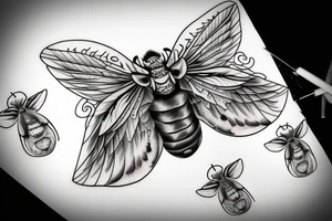 death moth in old broken mirror tattoo idea