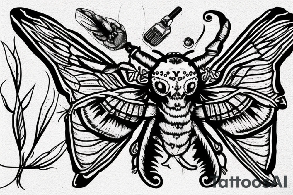 death moth in old broken mirror tattoo idea