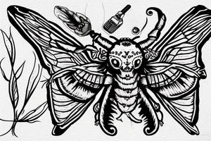 death moth in old broken mirror tattoo idea