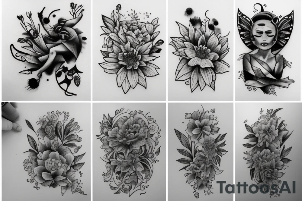 Bee and flowers tattoo idea