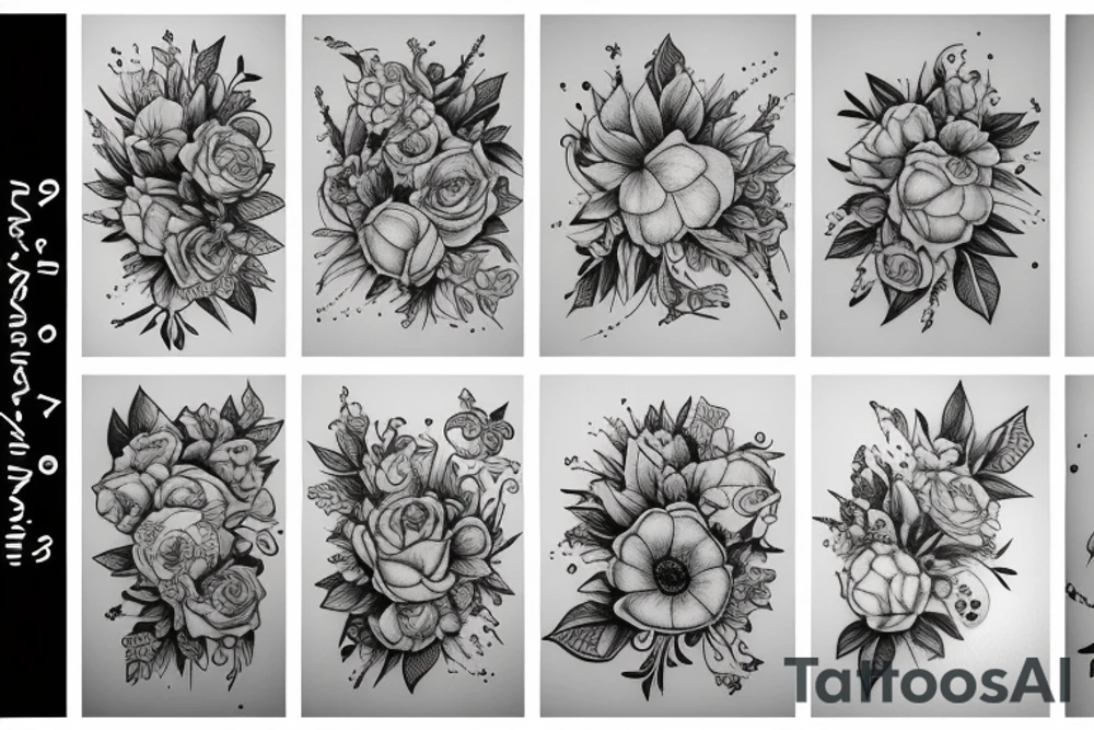 Bee and flowers tattoo idea