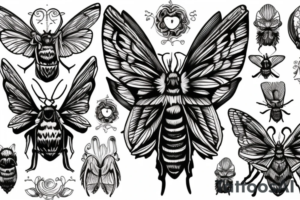 death moth in old broken mirror tattoo idea