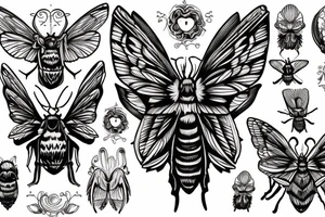 death moth in old broken mirror tattoo idea