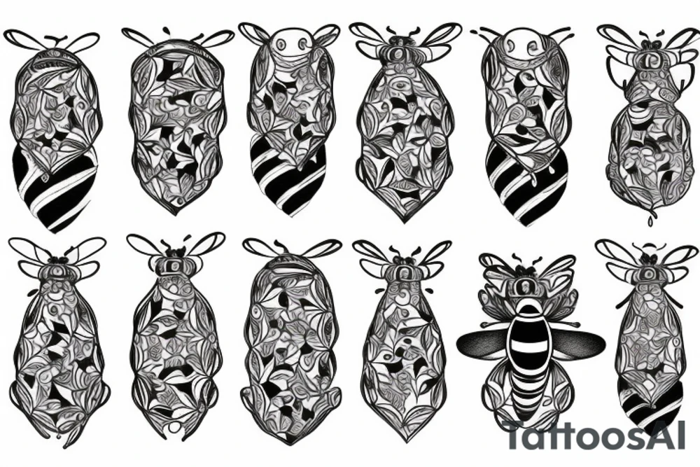 Symmetrical bees tattoo idea