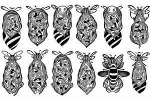 Symmetrical bees tattoo idea