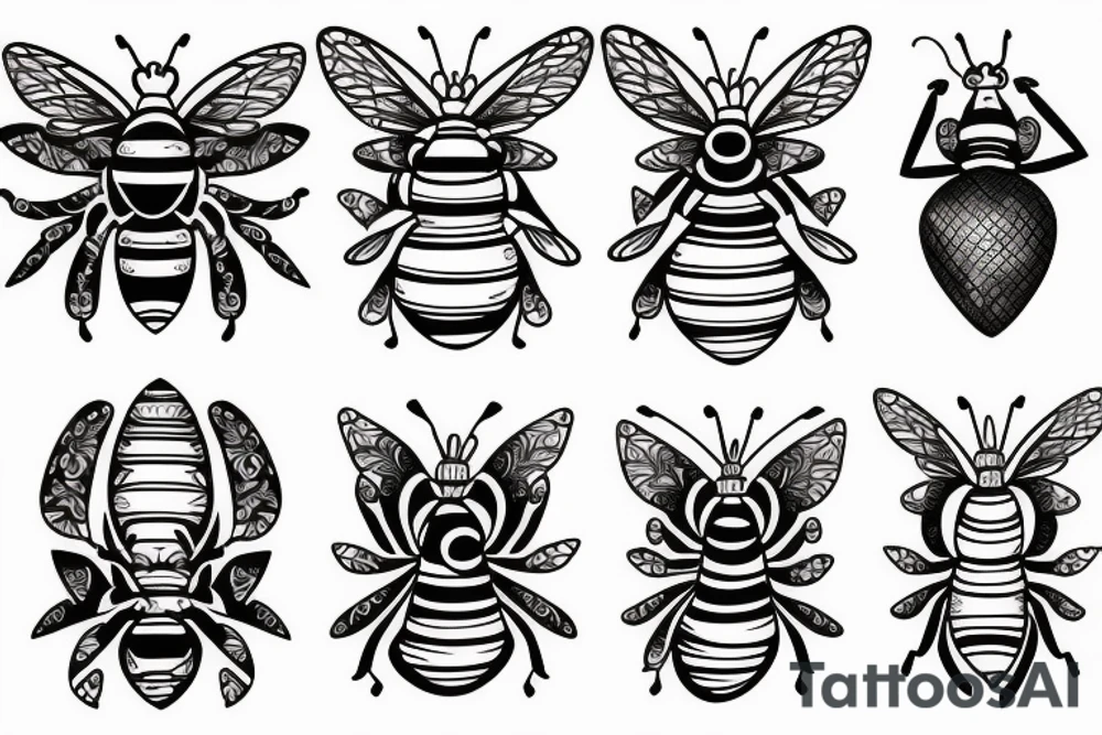Symmetrical bees tattoo idea