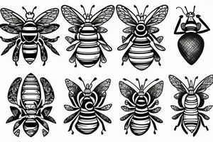 Symmetrical bees tattoo idea