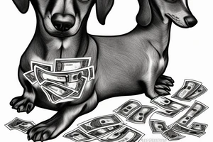 dachshund with money tattoo idea