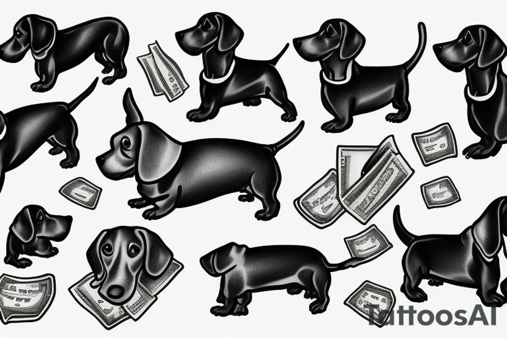 dachshund with money tattoo idea