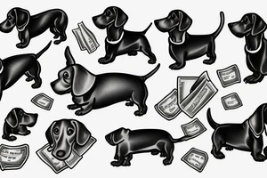 dachshund with money tattoo idea