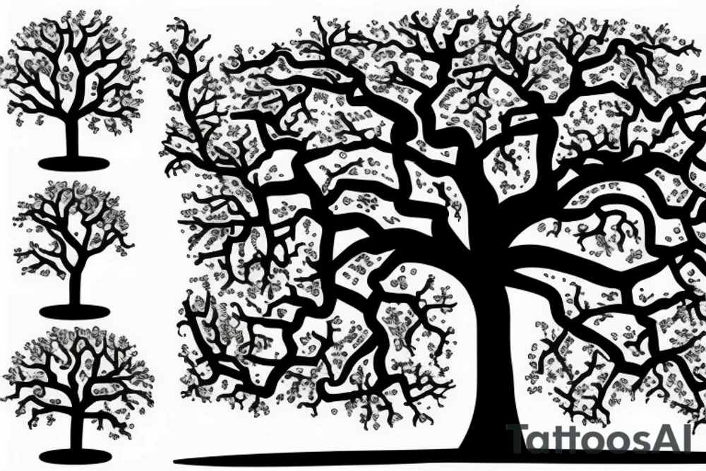 oak tree consisting of digits tattoo idea