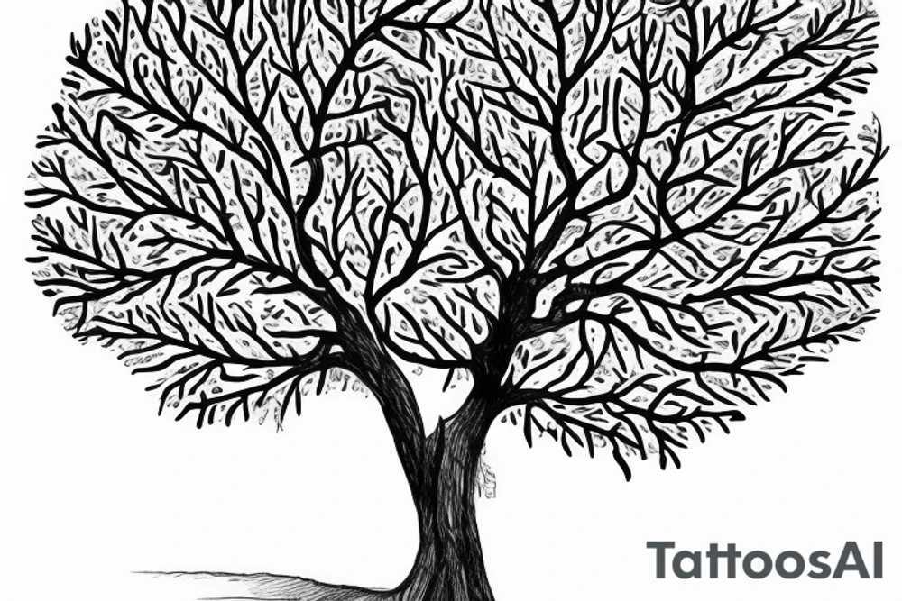 oak tree consisting of digits tattoo idea