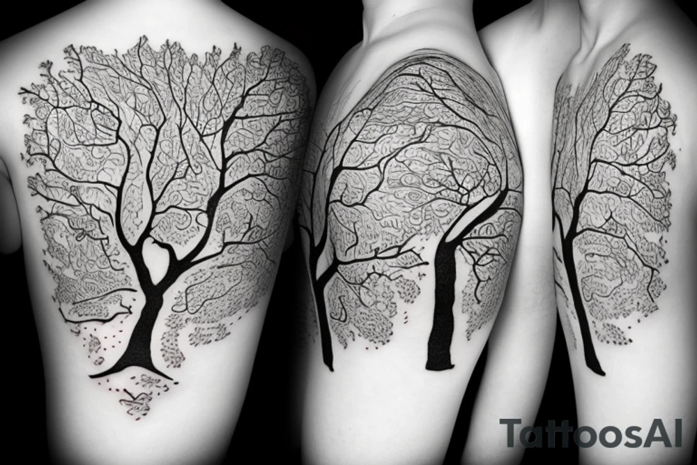an oak tree made of numbers tattoo idea
