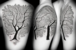 an oak tree made of numbers tattoo idea