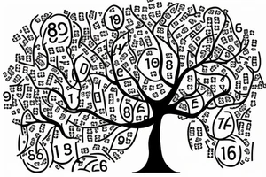 an oak tree made of numbers tattoo idea