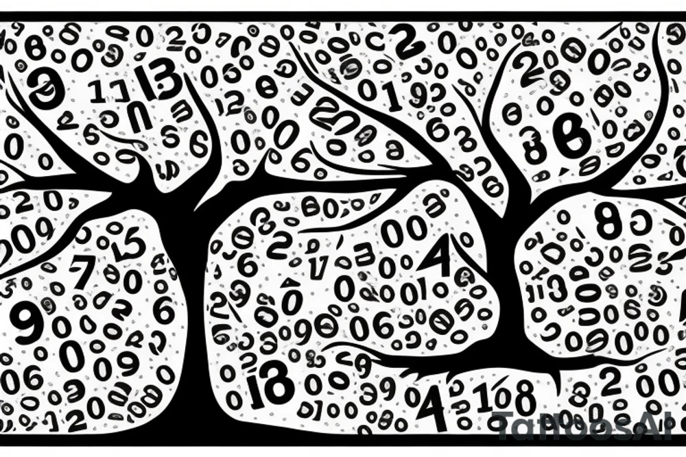 an oak tree with numbers instead of leafs tattoo idea