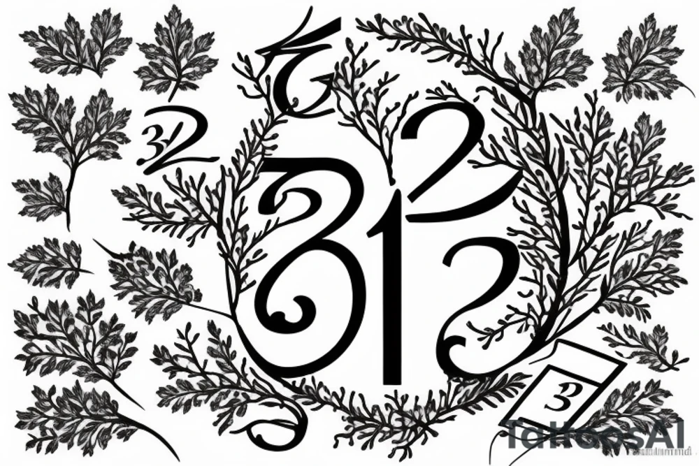 an oak tree with numbers instead of leafs tattoo idea