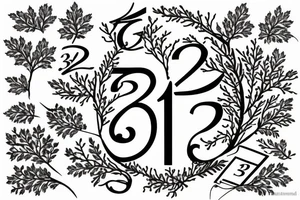 an oak tree with numbers instead of leafs tattoo idea