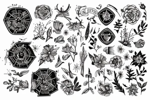 An open gift box with a wild flower inside and a treasure map tattoo idea