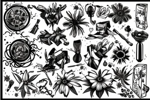 An open gift box with a wild flower inside and a treasure map tattoo idea