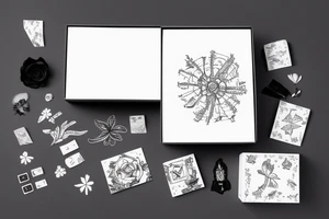 An open gift box with a wild flower inside and a treasure map tattoo idea