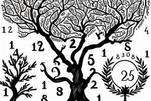 oak tree with numbers on the leafs tattoo idea