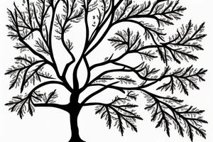 oak tree with numbers on the leafs tattoo idea