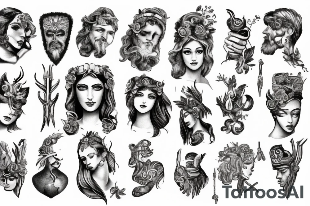 Greek mythology, charismatic person, brave, hard-workind tattoo idea