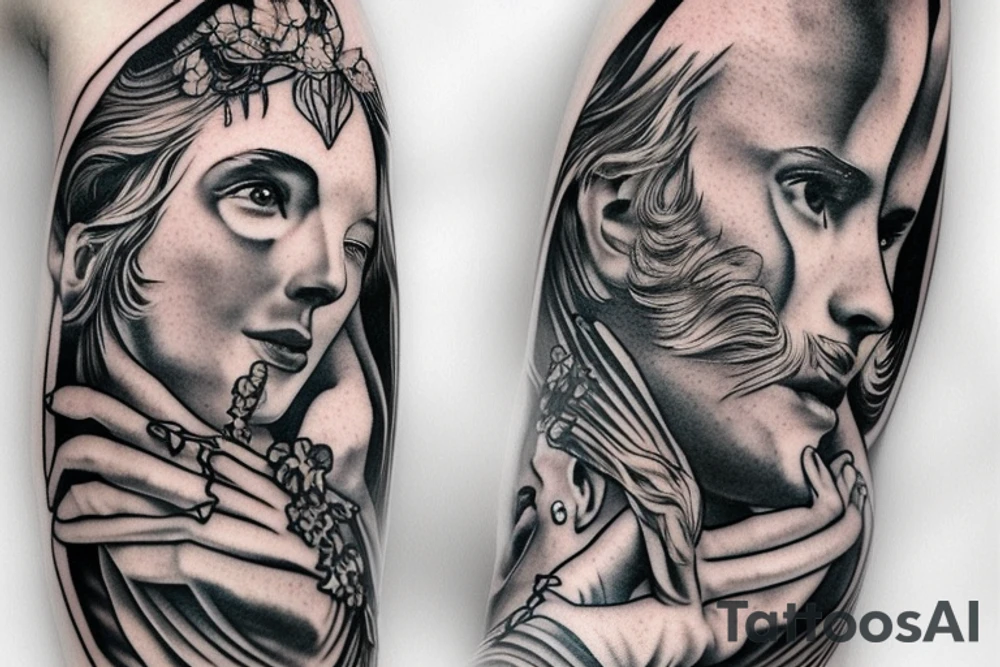 Greek mythology, charismatic person, brave, hard-workind, sleeve tattoo idea