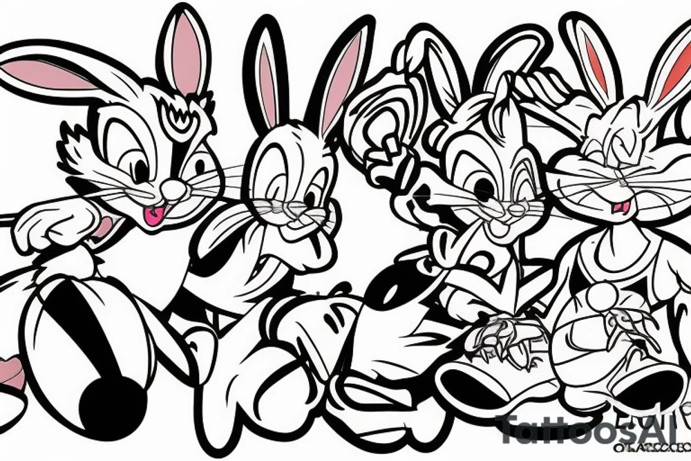 Bugs bunny, Lola bunny, Duffy, basketball tattoo idea