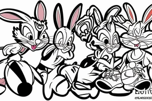 Bugs bunny, Lola bunny, Duffy, basketball tattoo idea
