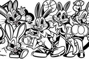 Bugs bunny, Lola bunny, Duffy, basketball tattoo idea