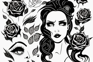 thorns with girl face tattoo idea