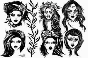 thorns with girl face tattoo idea