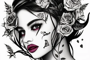 thorns with girl face tattoo idea