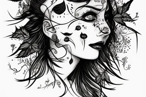 thorns with girl face tattoo idea