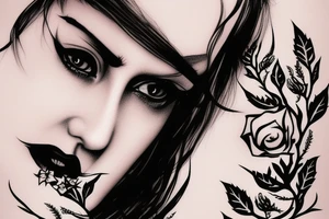 thorns with girl face tattoo idea