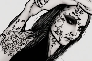 thorns with girl face tattoo idea