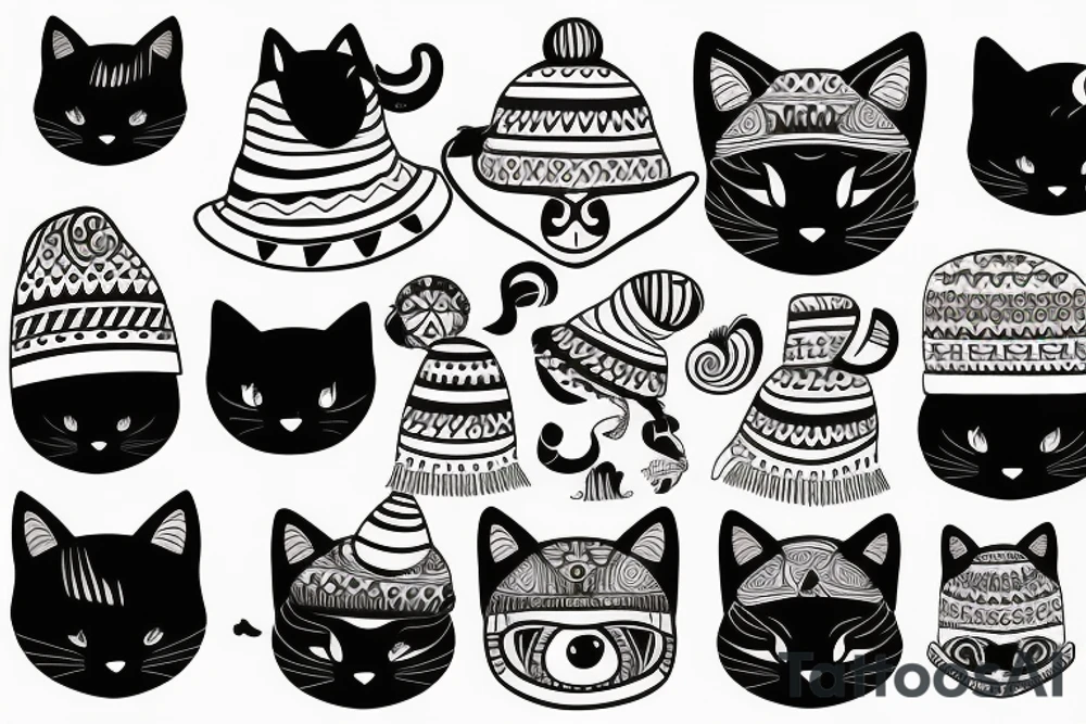 Black Cat with a funny hat and a sweater tattoo idea