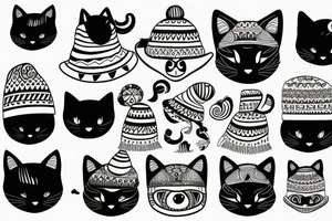 Black Cat with a funny hat and a sweater tattoo idea