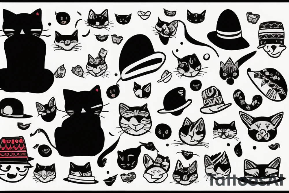 Black Cat with a funny hat and a sweater tattoo idea