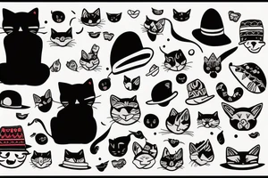 Black Cat with a funny hat and a sweater tattoo idea