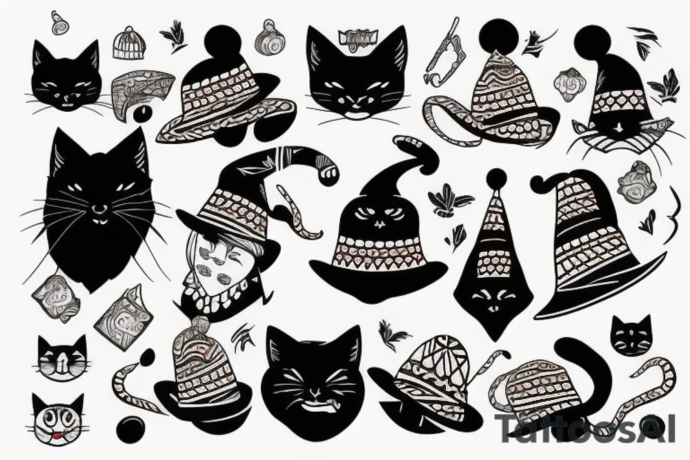 Black Cat with a funny hat and a sweater tattoo idea