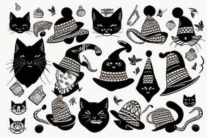 Black Cat with a funny hat and a sweater tattoo idea