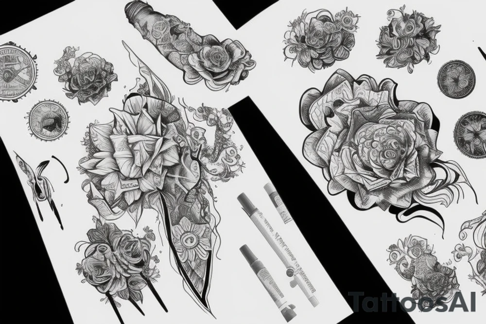 Zegar połączony z mapą tattoo idea