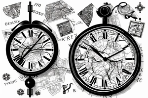 clock connected to the map tattoo idea