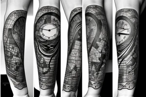 clock connected to the map tattoo idea