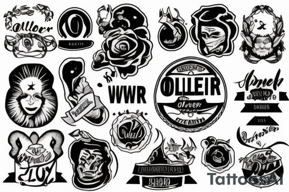son name Oliwier, with oldschool theme tattoo idea